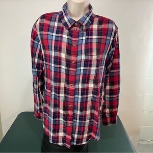 American Eagle Outfitters Womens  Button Up Shirt Long Sleeve Plaid XS (504)